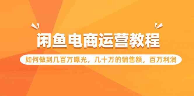 （9560期）闲鱼电商运营教程：如何做到几百万曝光，几十万的销售额，百万利润.-财富区