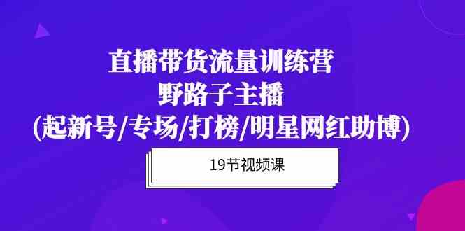 直播带货流量特训营，野路子主播(起新号/专场/打榜/明星网红助博)-财富区