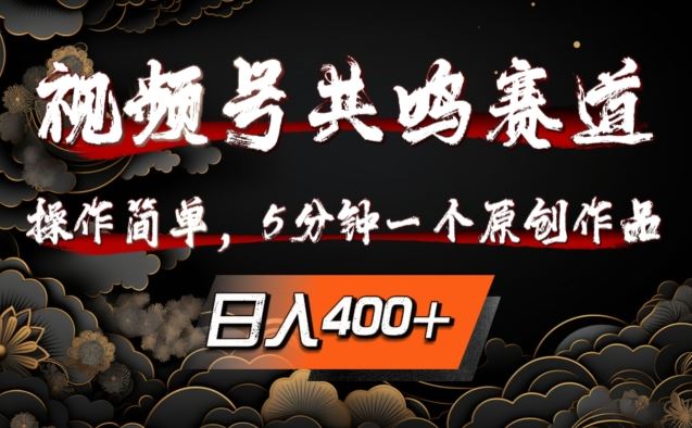 视频号共鸣赛道，操作简单，5分钟1个原创作品，日入几张【揭秘】-财富区