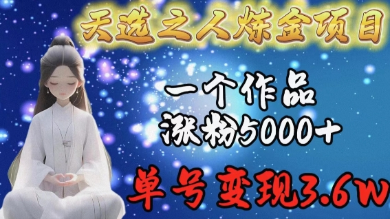 天选之人炼金项目，一个作品涨粉5000+，单号变现3.6w-财富区
