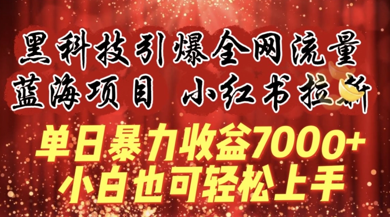 蓝海项目!黑科技引爆全网流量小红书拉新，单日暴力收益7000+，小白也能轻松上手-财富区