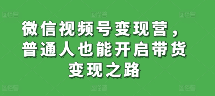 微信视频号变现营，普通人也能开启带货变现之路-财富区