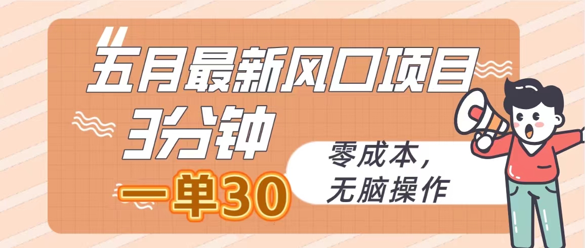 （10256期）五月最新风口项目，3分钟一单30，零成本，无脑操作-财富区