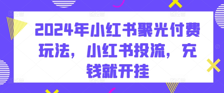 2024年小红书聚光付费玩法，小红书投流，充钱就开挂-财富区