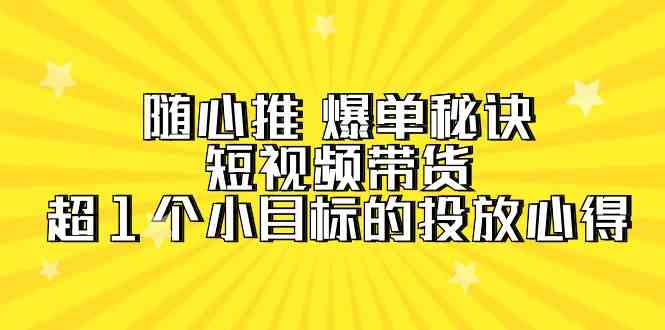 随心推爆单秘诀，短视频带货-超1个小目标的投放心得（7节视频课）-财富区