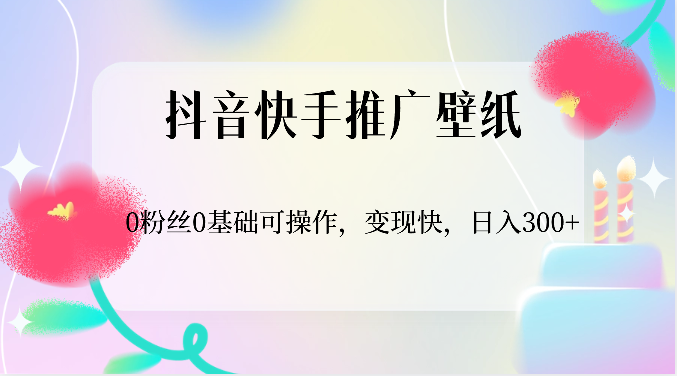 抖音快手推广壁纸，0粉丝0基础可操作，变现快，日入300+-财富区