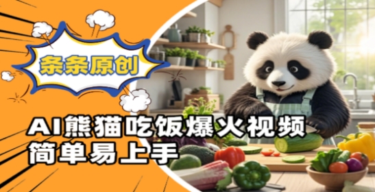 Ai熊猫吃饭爆火视频，条条原创，简单易上手-财富区
