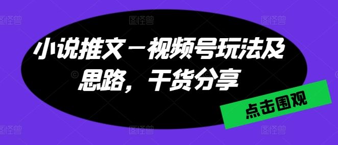 小说推文—视频号玩法及思路，干货分享-财富区