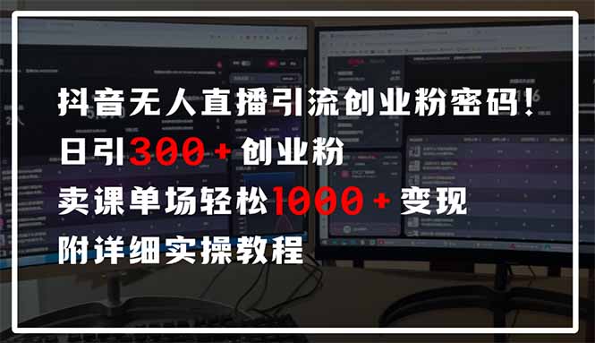 抖音无人直播引流密码！日引300+创业粉 单场轻松1000+变现 附详细实操教程-财富区