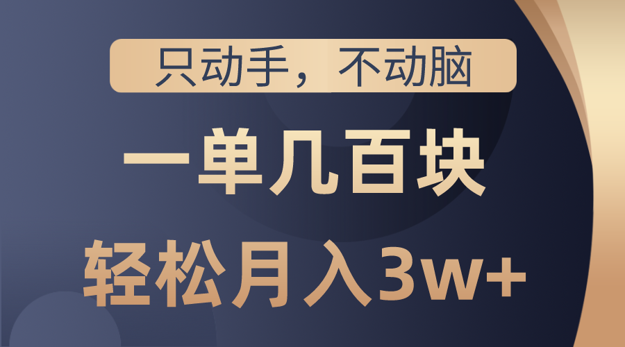 （10561期）只动手不动脑，一单几百块，轻松月入3w+，看完就能直接操作，详细教程-财富区