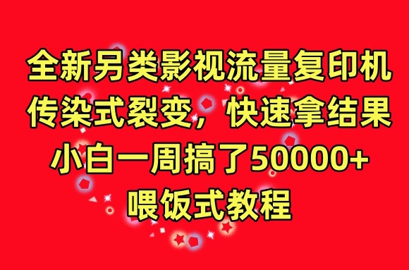 全新另类影视流量复印机，传染式裂变，快速拿结果，小白一周搞了50000+，喂饭式教程-财富区