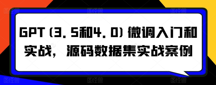 GPT(3.5和4.0)微调入门和实战，源码数据集实战案例-财富区