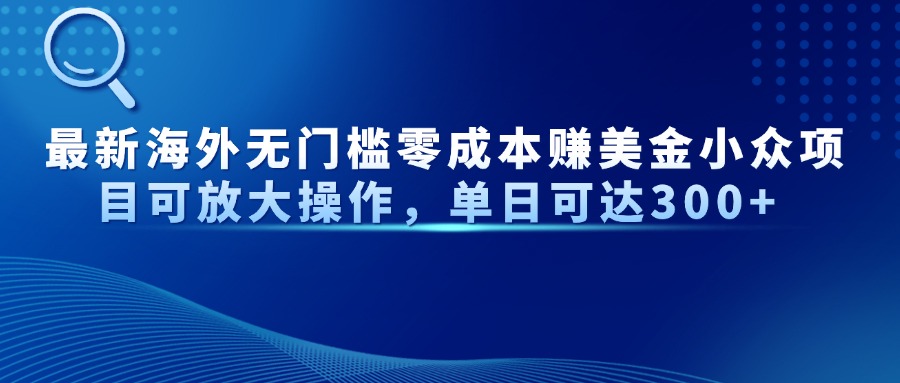 最新海外无门槛零成本赚美金小众项目可放大操作，单日可达300+-财富区