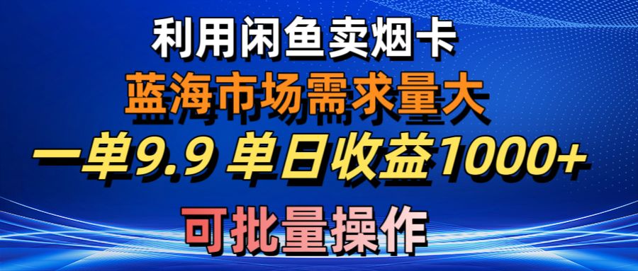 （10579期）利用咸鱼卖烟卡，蓝海市场需求量大，一单9.9单日收益1000+，可批量操作-财富区