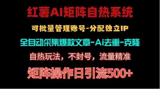 红薯矩阵自热系统，独家不死号引流玩法！矩阵操作日引流500+-财富区
