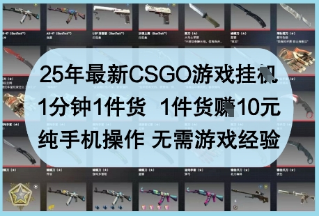 25年最新CSGO游戏挂G，1分钟1件货，1件货挣10元，纯手机操作，无需游戏经验【揭秘】-财富区