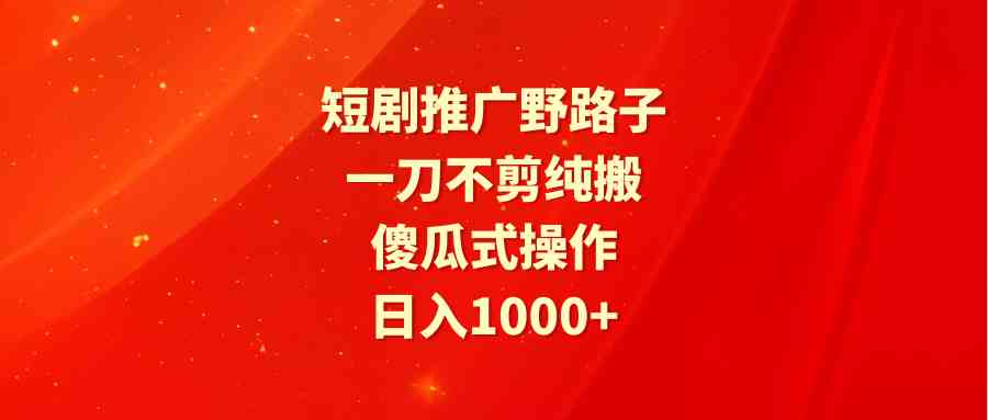 （9586期）短剧推广野路子，一刀不剪纯搬运，傻瓜式操作，日入1000+-财富区