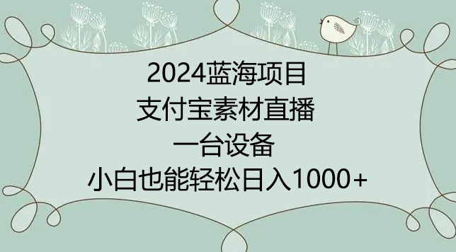 2024年蓝海项目，支付宝素材直播，无需出境，小白也能日入1000+ ，实操教程-财富区