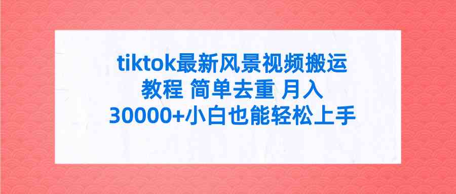 （9804期）tiktok最新风景视频搬运教程 简单去重 月入30000+附全套工具-财富区