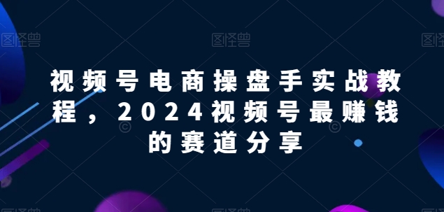 视频号电商实战教程，2024视频号最赚钱的赛道分享-财富区