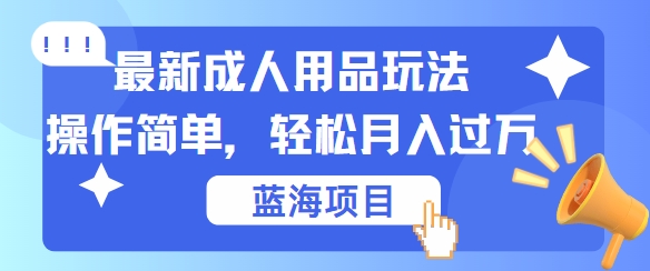 最新成人用品项目玩法，操作简单，动动手，轻松日入几张【揭秘】-财富区