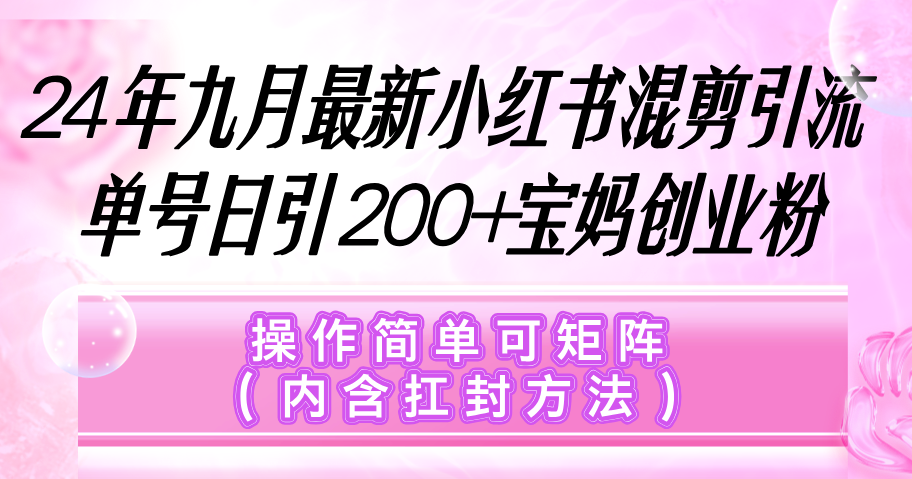 （12530期）小红书混剪引流，单号日引200+宝妈创业粉，操作简单可矩阵（内含扛封…-财富区