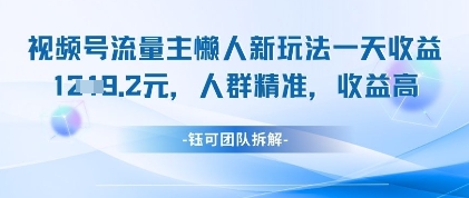 视频号流量主懒人新玩法，一天收益1k，人群精准收益高-财富区