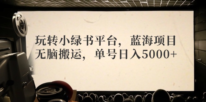 （12366期）玩转小绿书平台，蓝海项目，无脑搬运，单号日入5000+-财富区