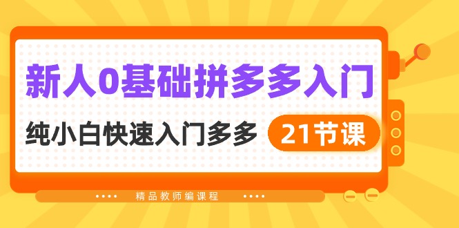 新人0基础拼多多入门，纯小白快速入门多多（21节课）-财富区