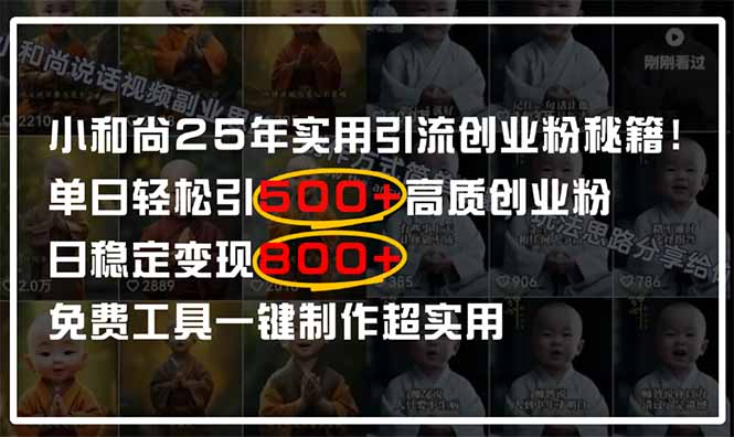 小和尚2025年实用引流秘籍！单日轻松引500+高质量创业粉，日变现800+，…-财富区