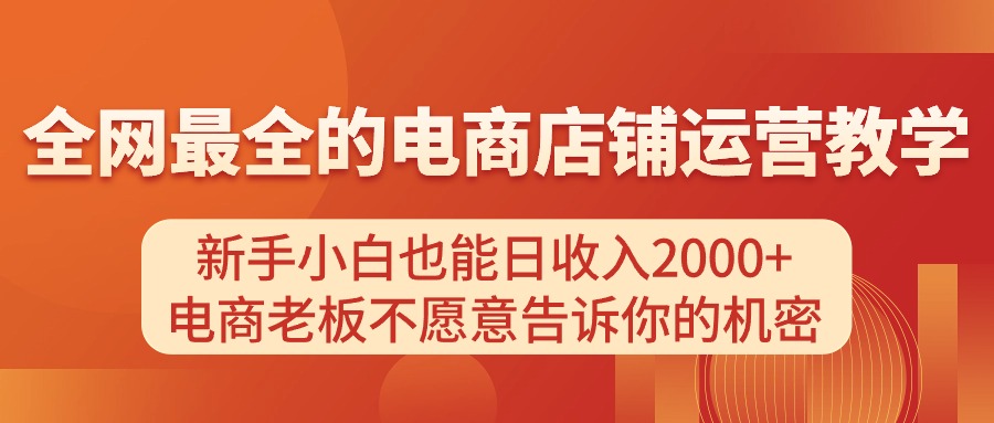 （11266期）电商店铺运营教学，新手小白也能日收入2000+，电商老板不愿意告诉你的机密-财富区