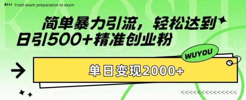 简单暴力引流，轻松达到日引500+精准创业粉，单日变现2k【揭秘】-财富区