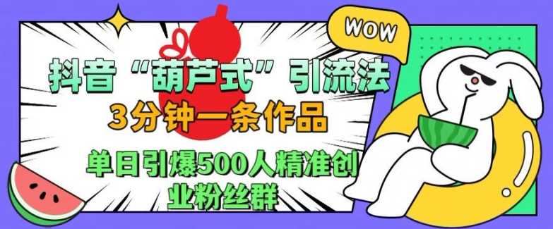 抖音葫芦式引流法，三分钟一条作品，单日引爆抖音500人精准创业粉丝群【揭秘】-财富区