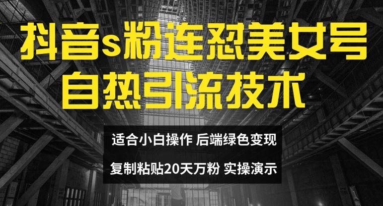抖音s粉连怼美女号自热引流技术复制粘贴，20天万粉账号，无需实名制，矩阵操作【揭秘】-财富区