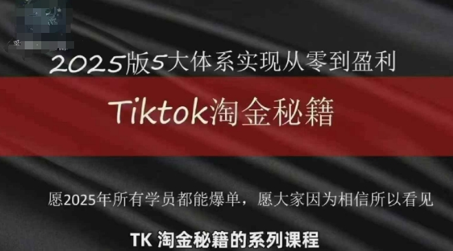 TikTok跨境2025淘金秘籍，​2025TikTok从0到盈利变现-财富区