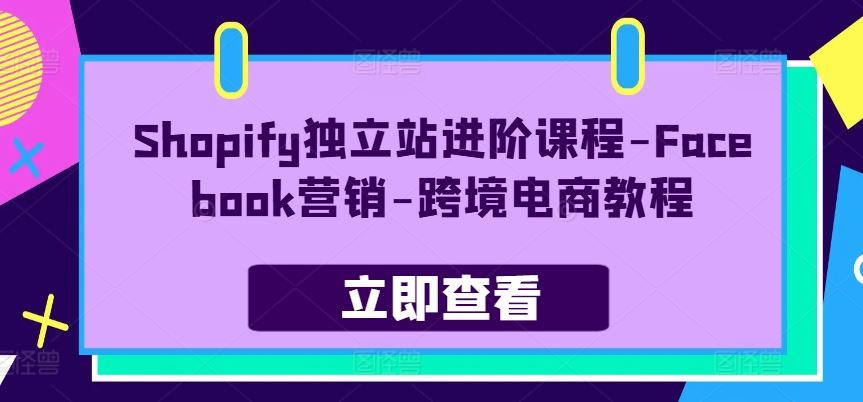 Shopify独立站进阶课程-Facebook营销-跨境电商教程-财富区
