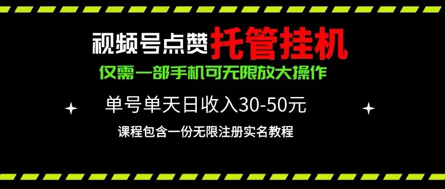 （10644期）视频号点赞托管挂机，单号单天利润30~50，一部手机无限放大（附带无限…-财富区