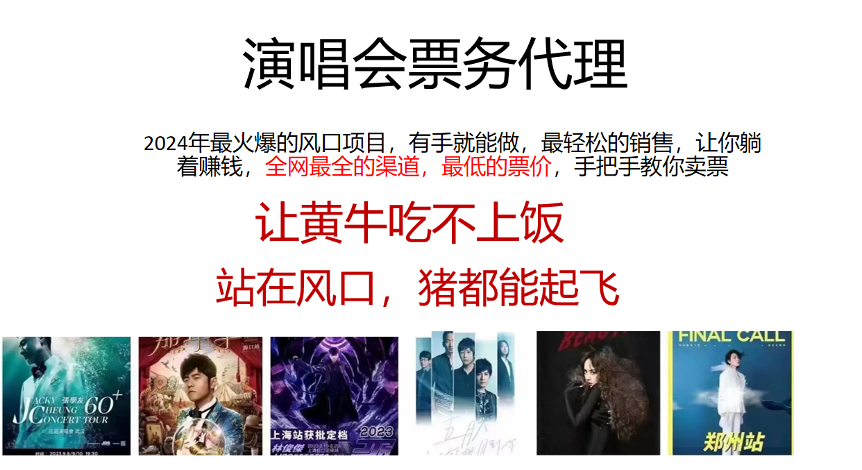 2024年最火爆风口项目，演唱会票务代理，日入2000+，一部手机就能搞定！-财富区
