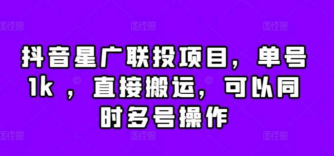 抖音星广联投项目，单号1k ，直接搬运，可以同时多号操作【揭秘】-财富区