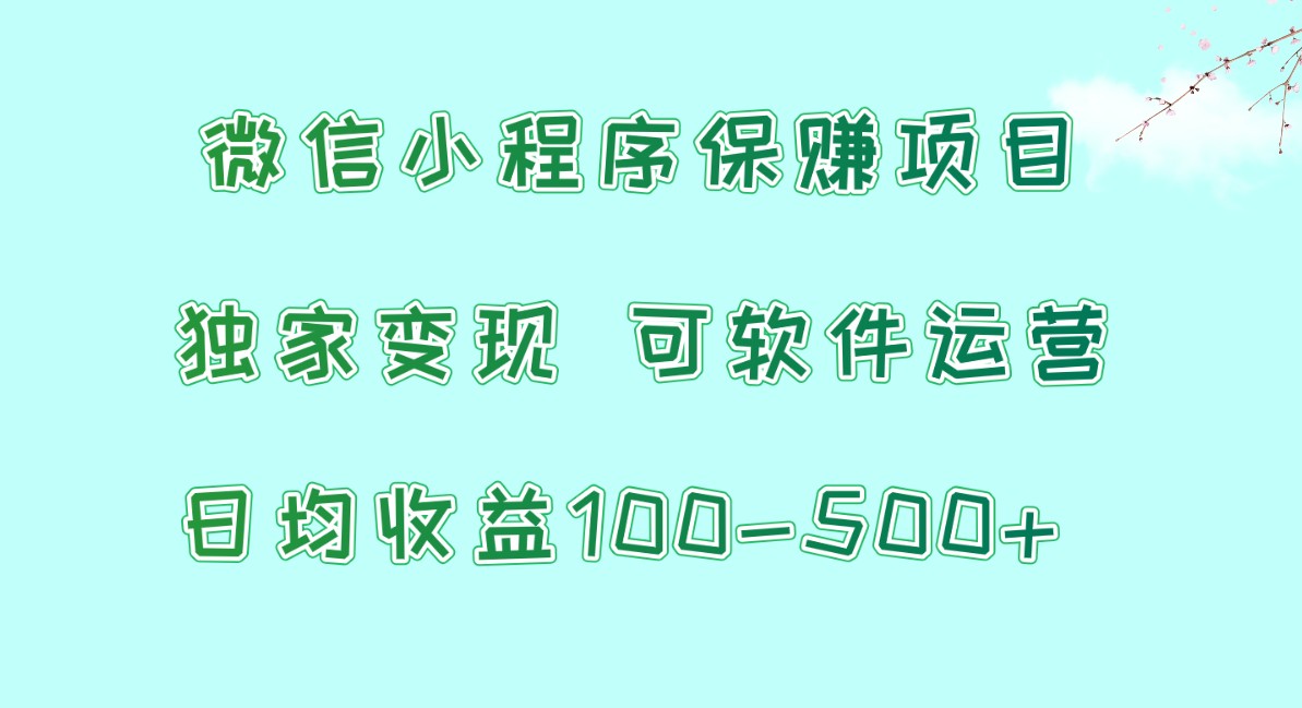 微信小程序保赚项目，日均收益100~500+，独家变现，可软件运营-财富区