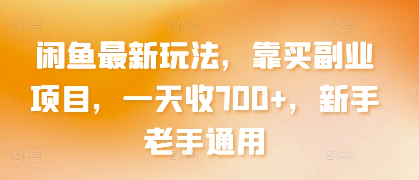 闲鱼最新玩法，靠买副业项目，一天收700+，新手老手通用-财富区