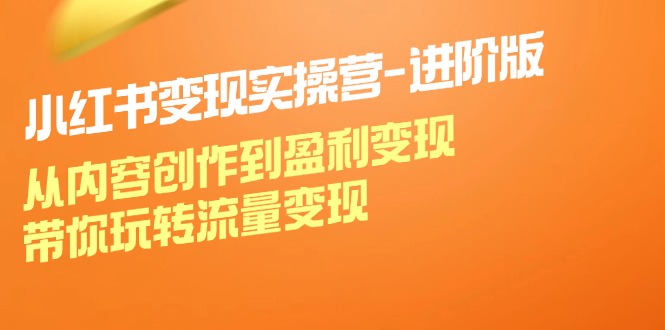 小红书变现实操营进阶版：从内容创作到盈利变现，带你玩转流量变现-财富区