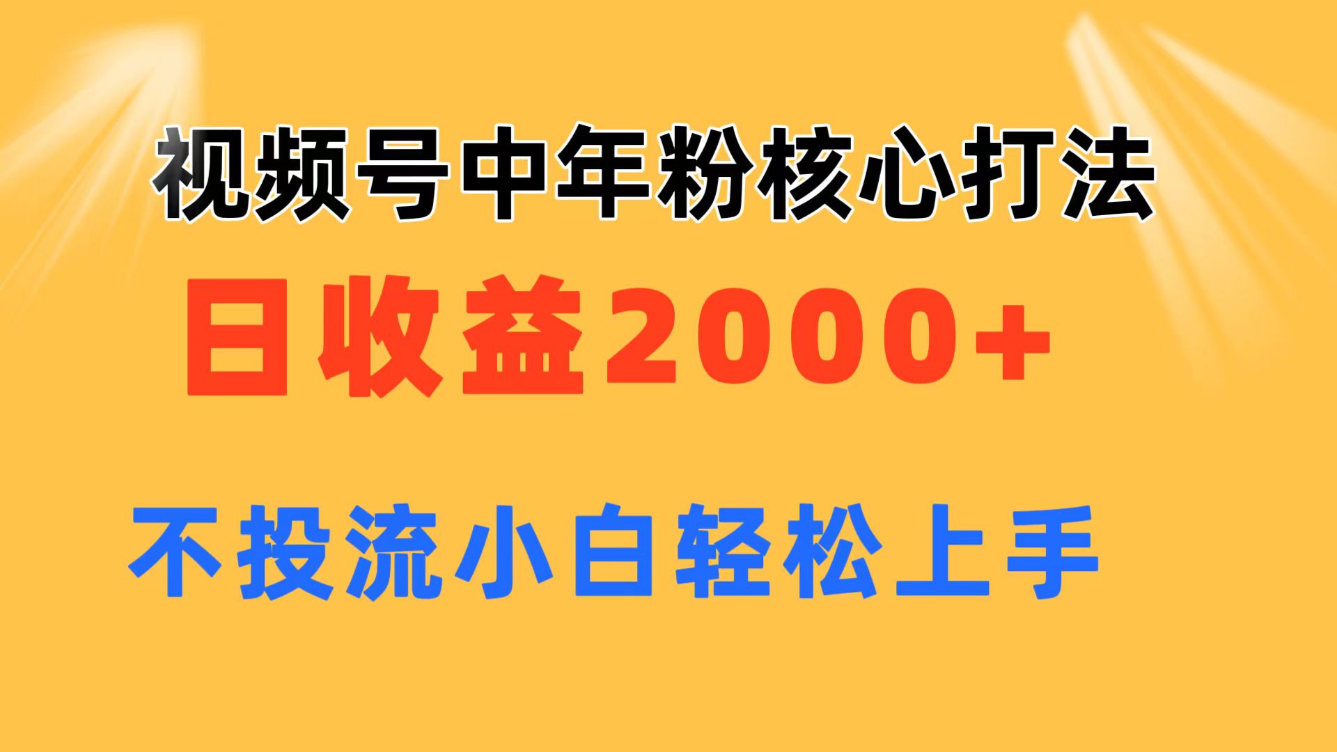 （11205期）视频号中年粉核心玩法 日收益2000+ 不投流小白轻松上手-财富区