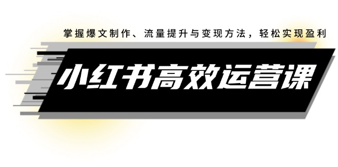 （12369期）小红书高效运营课：掌握爆文制作、流量提升与变现方法，轻松实现盈利-财富区