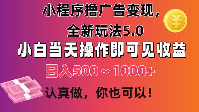 （11290期）小程序撸广告变现，全新玩法5.0，小白当天操作即可上手，日收益 500~1000+-财富区