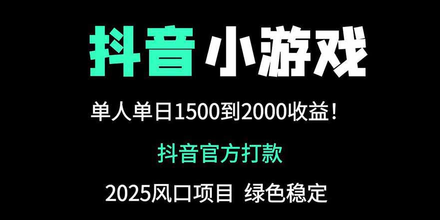 抖音官方小游戏2025全网最新玩法，暴利赚钱项目，单机日入2000+-财富区