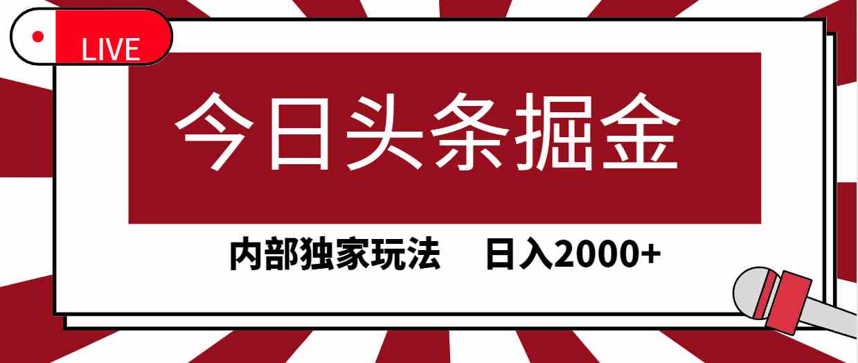 （9832期）今日头条掘金，30秒一篇文章，内部独家玩法，日入2000+-财富区