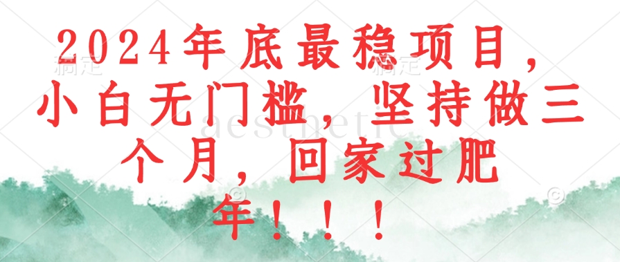 （12970期）2024年底最稳项目，小白无门槛，坚持做三个月，回家过肥年！！！-财富区