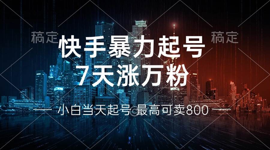 （13142期）快手暴力起号，7天涨万粉，小白当天起号 多种变现方式，账号回收，单月…-财富区