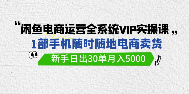闲鱼电商运营全系统VIP实战课，1部手机随时随地卖货，新手日出30单月入5000-财富区